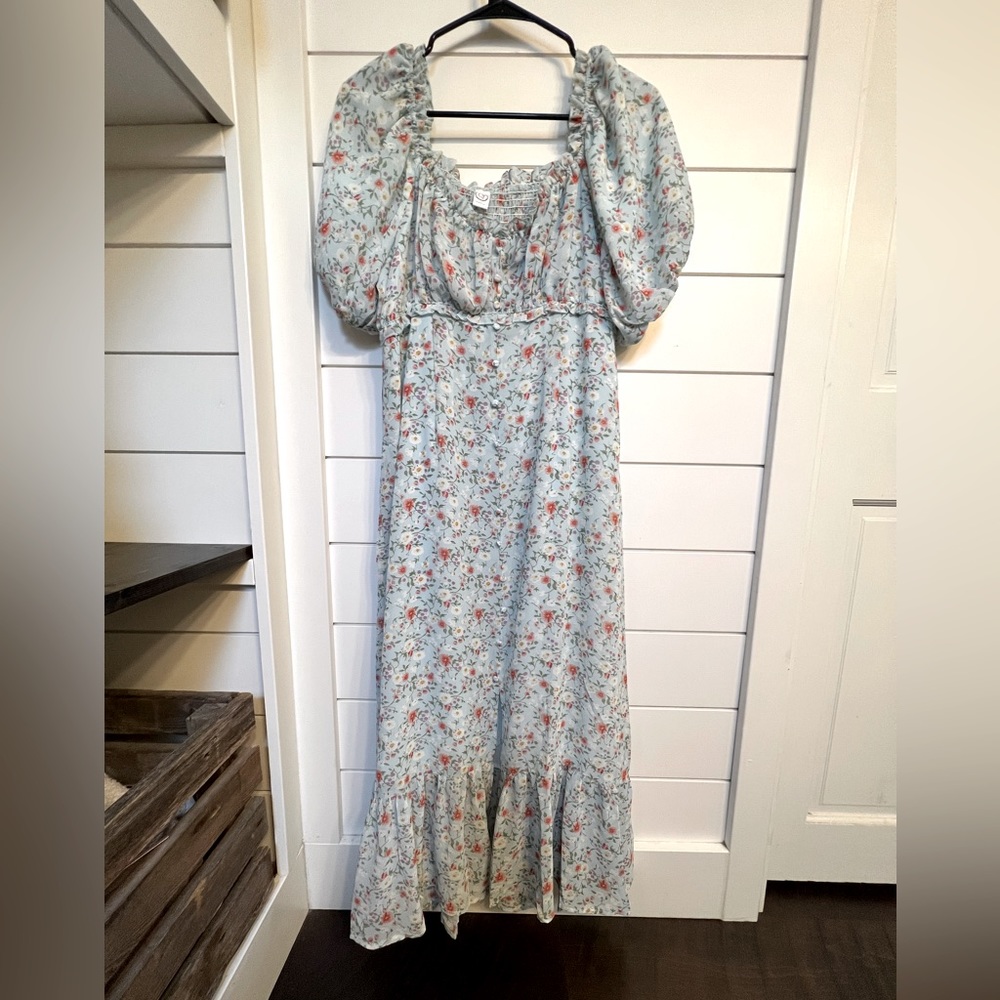 CY Fashions blue floral dress size medium